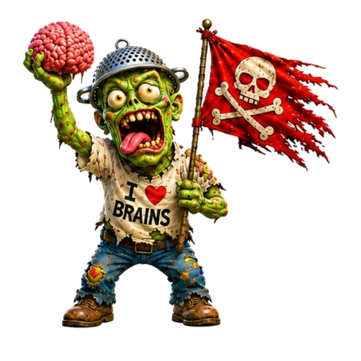 The brain-waving zombie flag bearer from Whack-a-Zombie